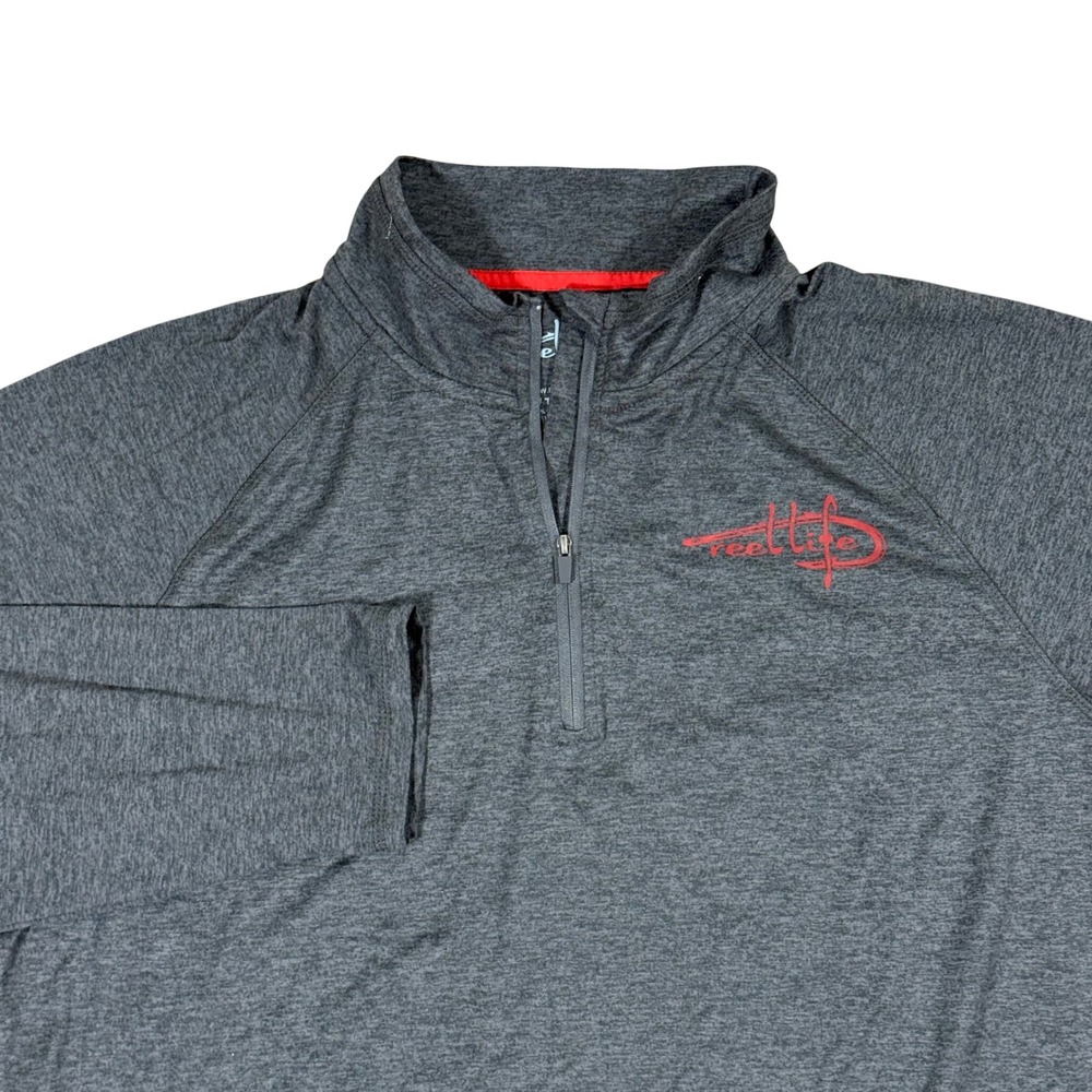 Reel Life Men's XL Quarter Zip Performance‎ Shirt Gray Long Sleeve Fishing NEW
